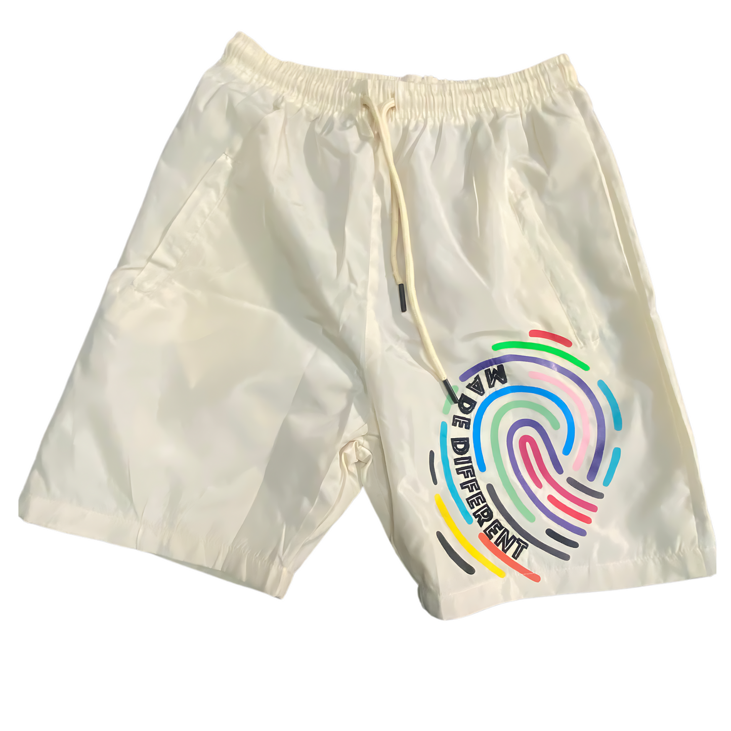 Cream finger print shorts set